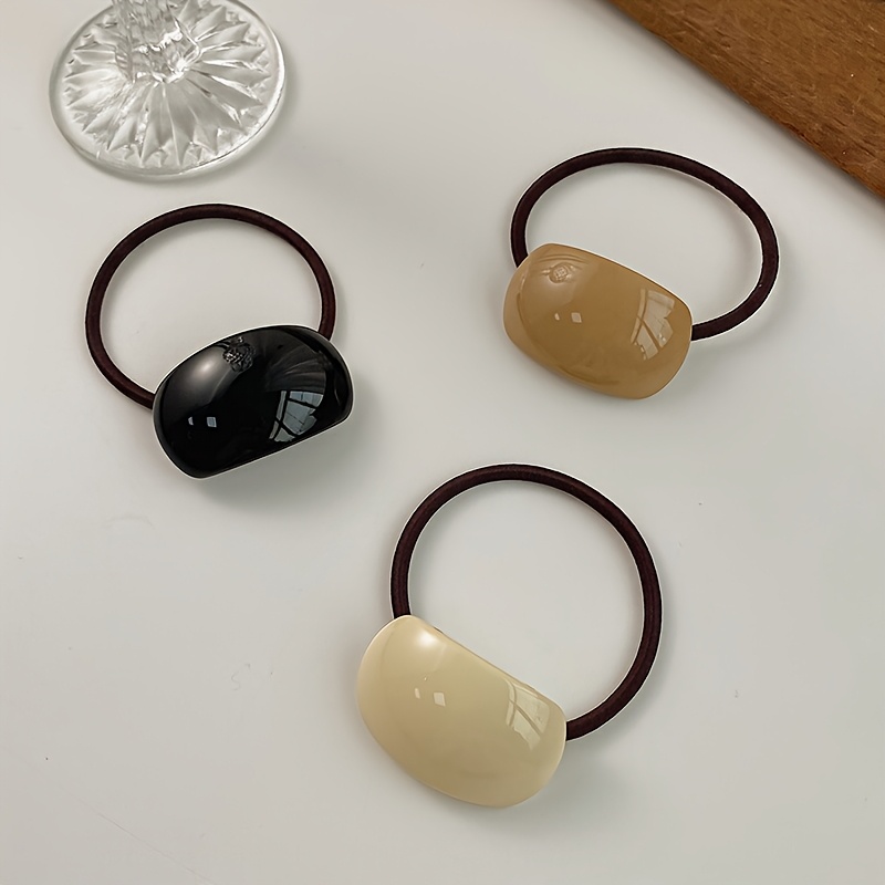 Elegant Acrylic Hair Ties, High Elasticity , Solid Color - Suitable For Women Aged 14+, 3pcs