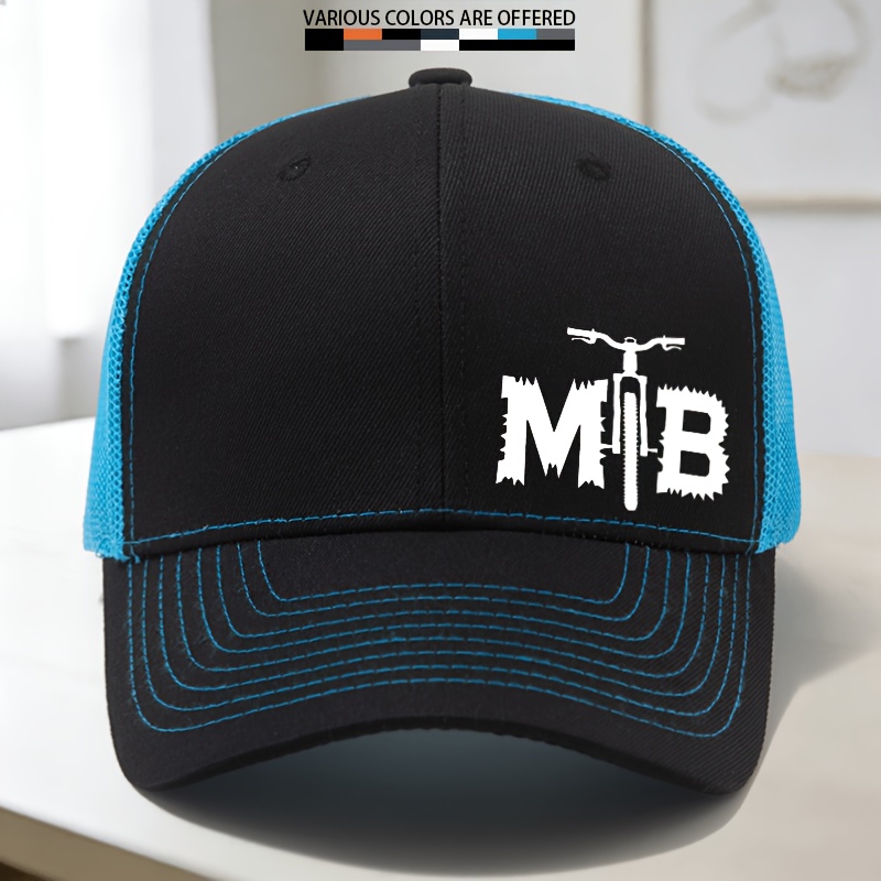 TEMU Unisex Bike Mb Printed Mesh Curve Brim Baseball Cap, Spring Summer Fashion Duckbill Hat, Dad Trucker Cap, Men Women Breathable Hat, Adjustable ,