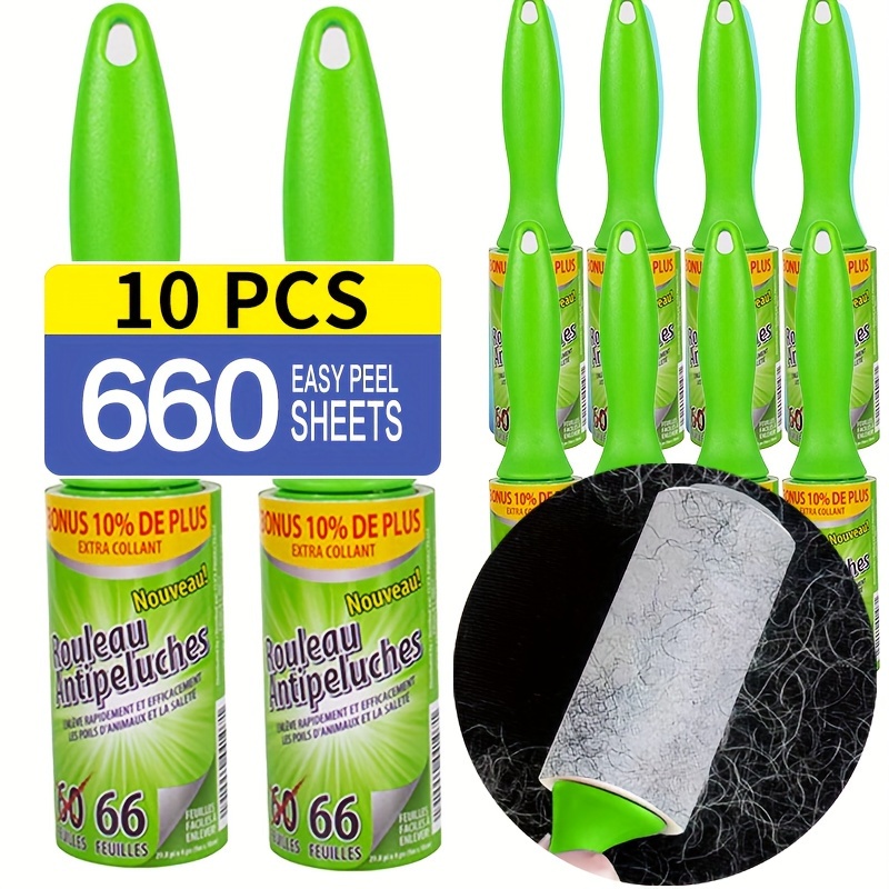 

660-sheet 10 Pcs Lint Set 10 + 10 , Pet Remover For , Carpet, Clothes, Portable And Tearable, Includes Refills For Removal