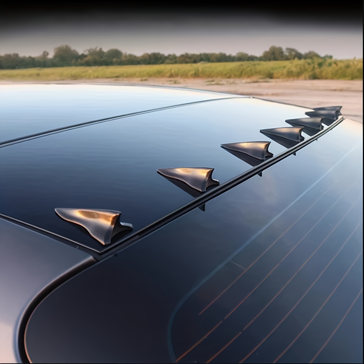 

10pcs Carbon Fibre Car Spoiler, Shark Fin Universal Roof And Rear Wing Sticker