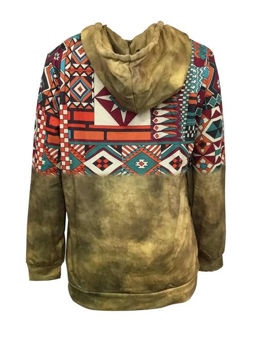 mens vintage ethnic print pocket zip hoodie