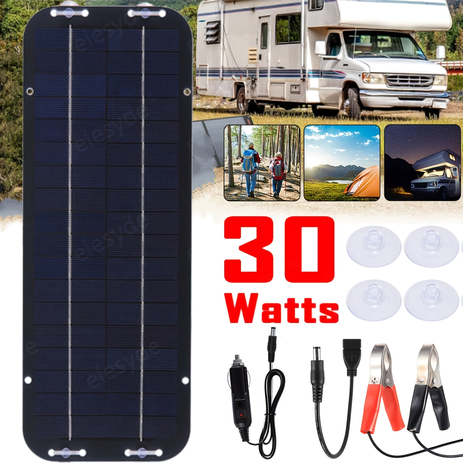 TEMU 1 Pack 40w Solar Panel 12v Battery Charger Kit, Trickle Charger Maintainer For Car, Boat, Rv, Farm, Rooftop, Marine Motorcycle And Outdoor Use