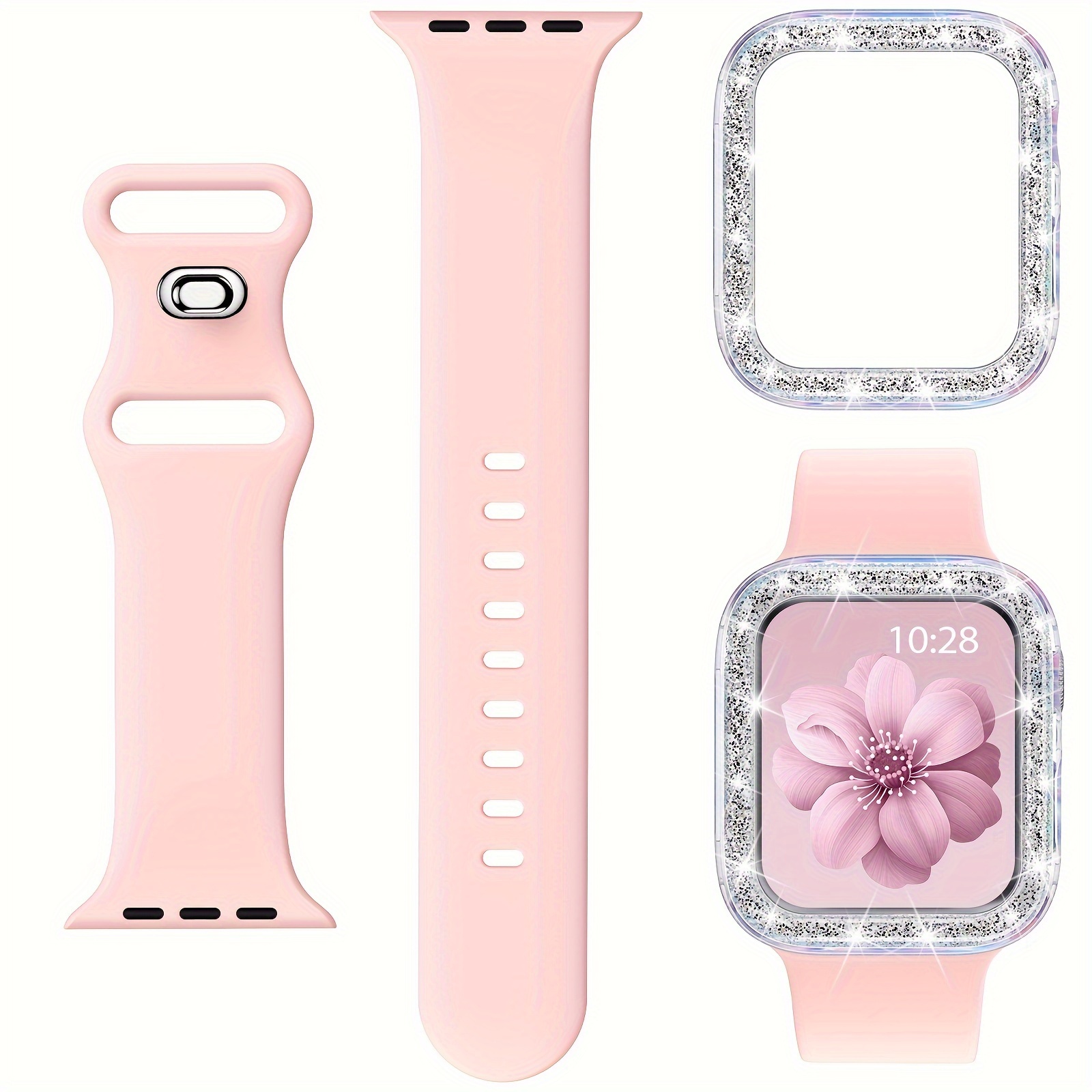 

Compatible With 45mm 44mm 42mm 41mm 40mm 38mm Apple Watch Straps With Protective , Soft Silicone For Girls And Women, Suitable For Series 6 5 4 3 2 1