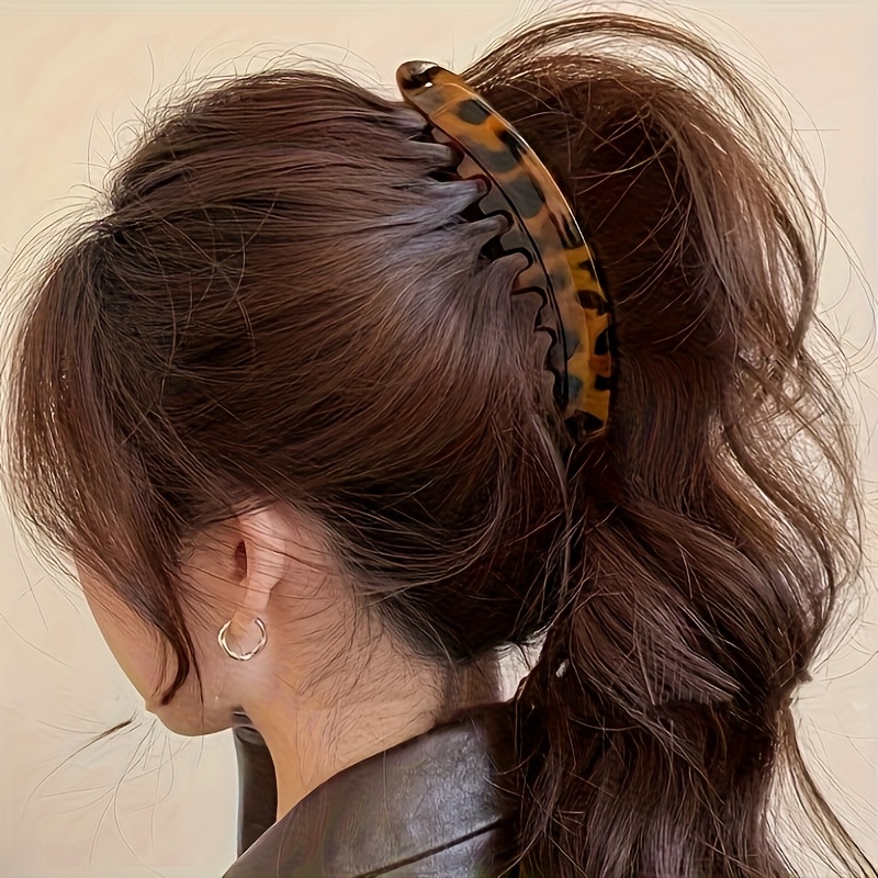 item picture 1/2pcs Vintage Elegant Amber Banana Hair Clip - 2025 New Style, Suitable for High Ponytail - Vintage Twist and Comb Design, Ideal Hair Accessory for Wavy Curls and Updos