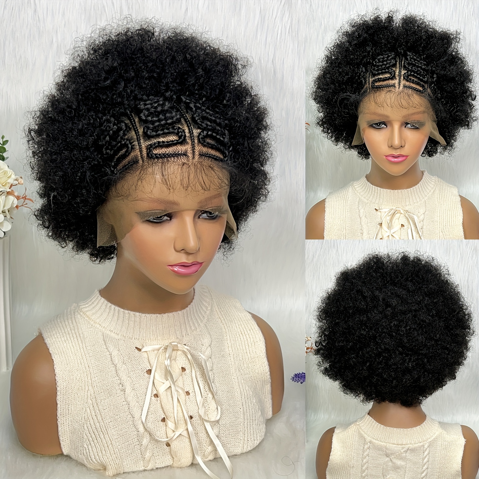 

Exclusive 13x6 Lace Area Synthetic Lace Full Wig - Afro Curly/kinky Style - Women's Hairpiece - Suitable For All Ethnicities