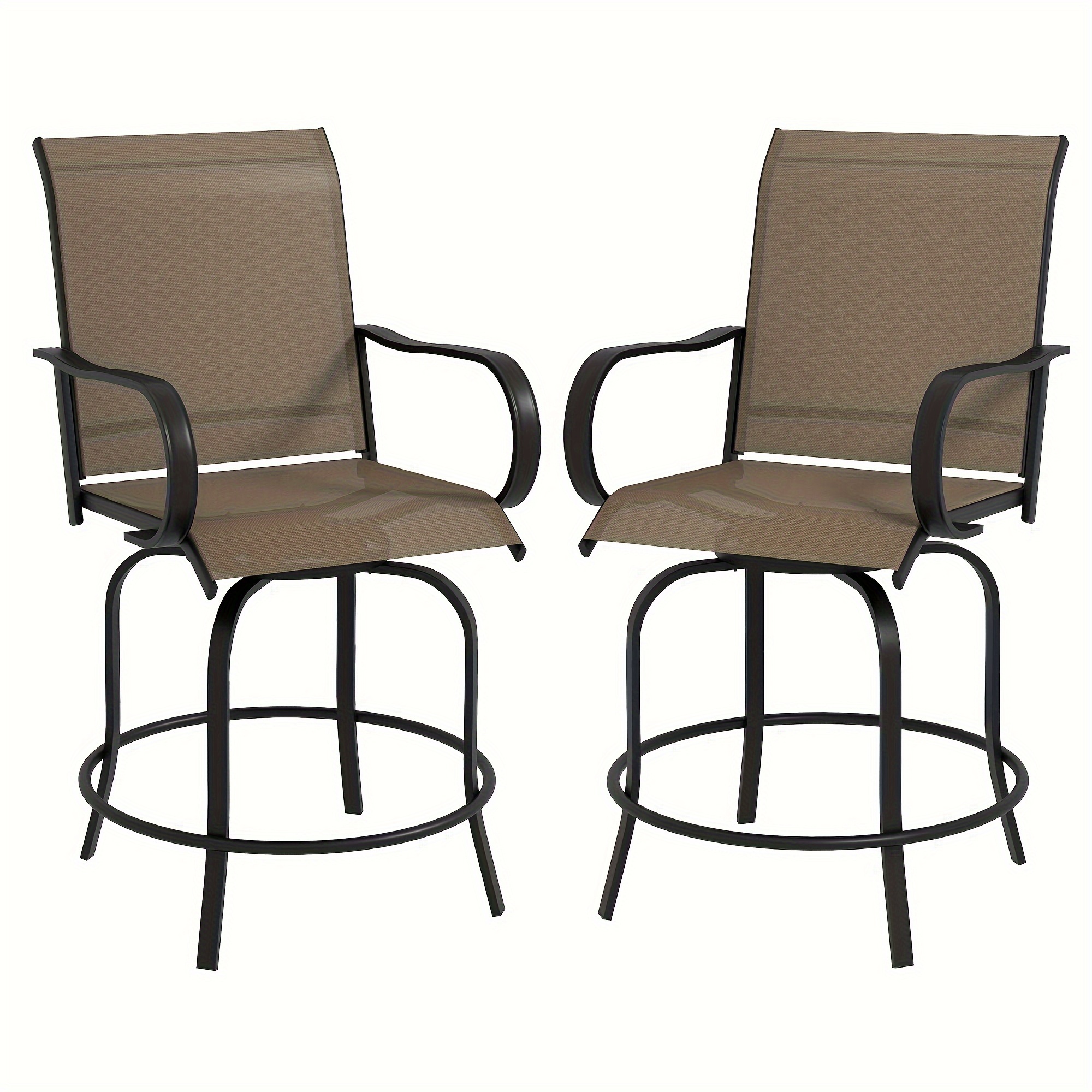 

Outsunny Outdoor Bar Stools With Armrests, Set Of 2 360° Swivel Bar Height Patio Chairs With High-density Mesh Fabric, Steel Frame Dining Chairs For Balcony, Poolside, Backyard, Brown