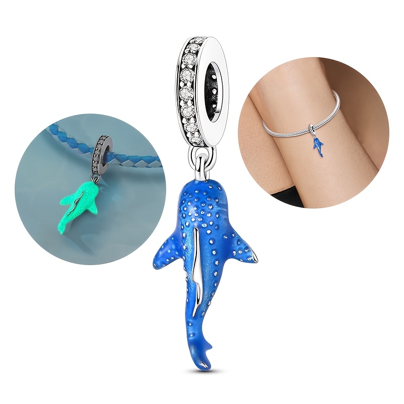 Image of Handmade Jewelry Making Craft Kit With Charms Pendants - Silvery Plated Whale Shark Additions For Bracelets And Necklaces Valentine's Day Gift