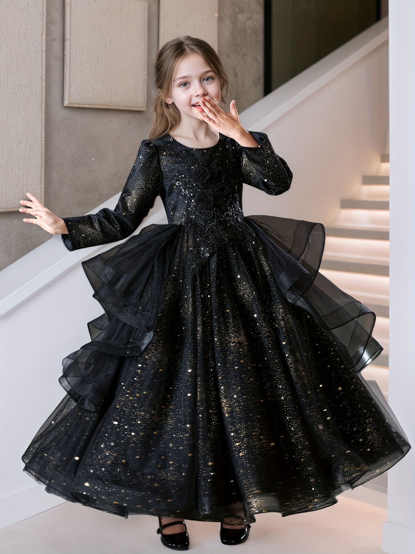 elegant pink dresses for wedding guests with sleeves A Line V Neck 3/4 Sleeves Elegant Mother of the Bride Dress with Pocke –  SQOSA main image 1