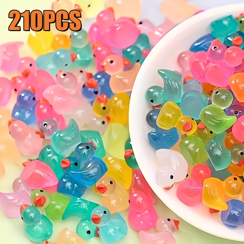 TEMU 210pcs Cute Glowing Ducks, Mini Glowing Duck Shape Outdoor Statue For Home Garden Decoration, Random Color, Glow In The Dark Duckies