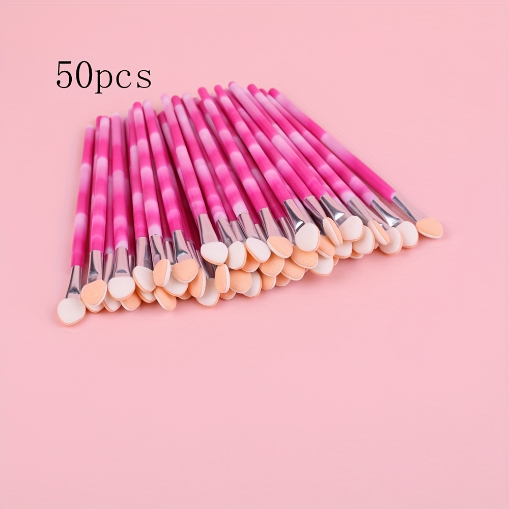 TEMU 50pcs Eye Makeup Tool Eye Shadow Brush Eye Shadow Applicator Disposable Eye Shadow Brush Plastic Handle Beauty Tools