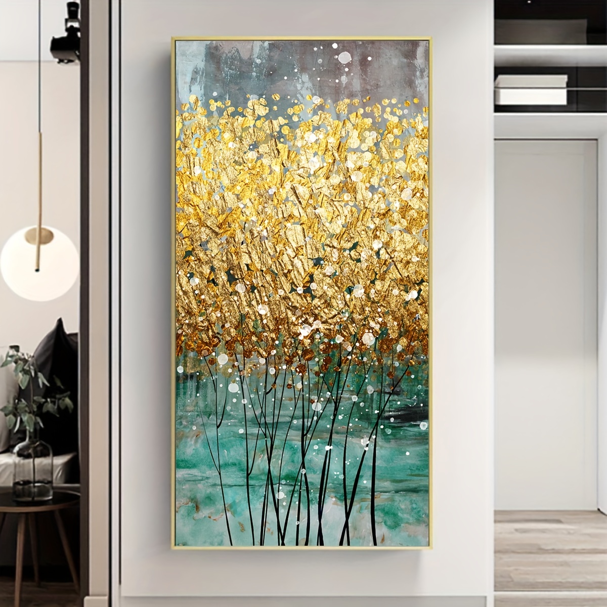 

1pc Unframed Canvas Poster, Modern Art, Golden Scene Wall Art, Ideal Gift For Bedroom Living Room Corridor, Wall Art, Wall Decor, Winter Decor, Room Decoration