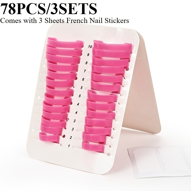 TEMU 78pcs Nail Anti-overflow Clip Set: Includes 3pcs French Nail Stickers, Reusable, Nail Edge Stamping And Gradient Gel Polish Anti-overflow