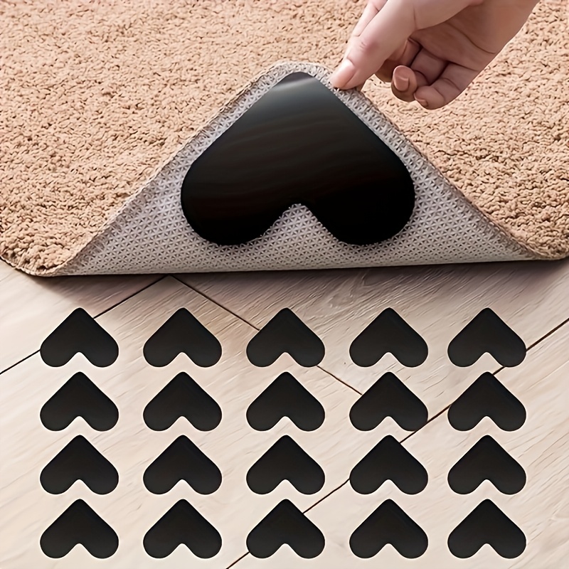 4pcs non slip carpet gripper pads reusable double sided rug anchors no electricity needed with prevents curling for hardwood tile floors for kitchen bedroom doormats details 1