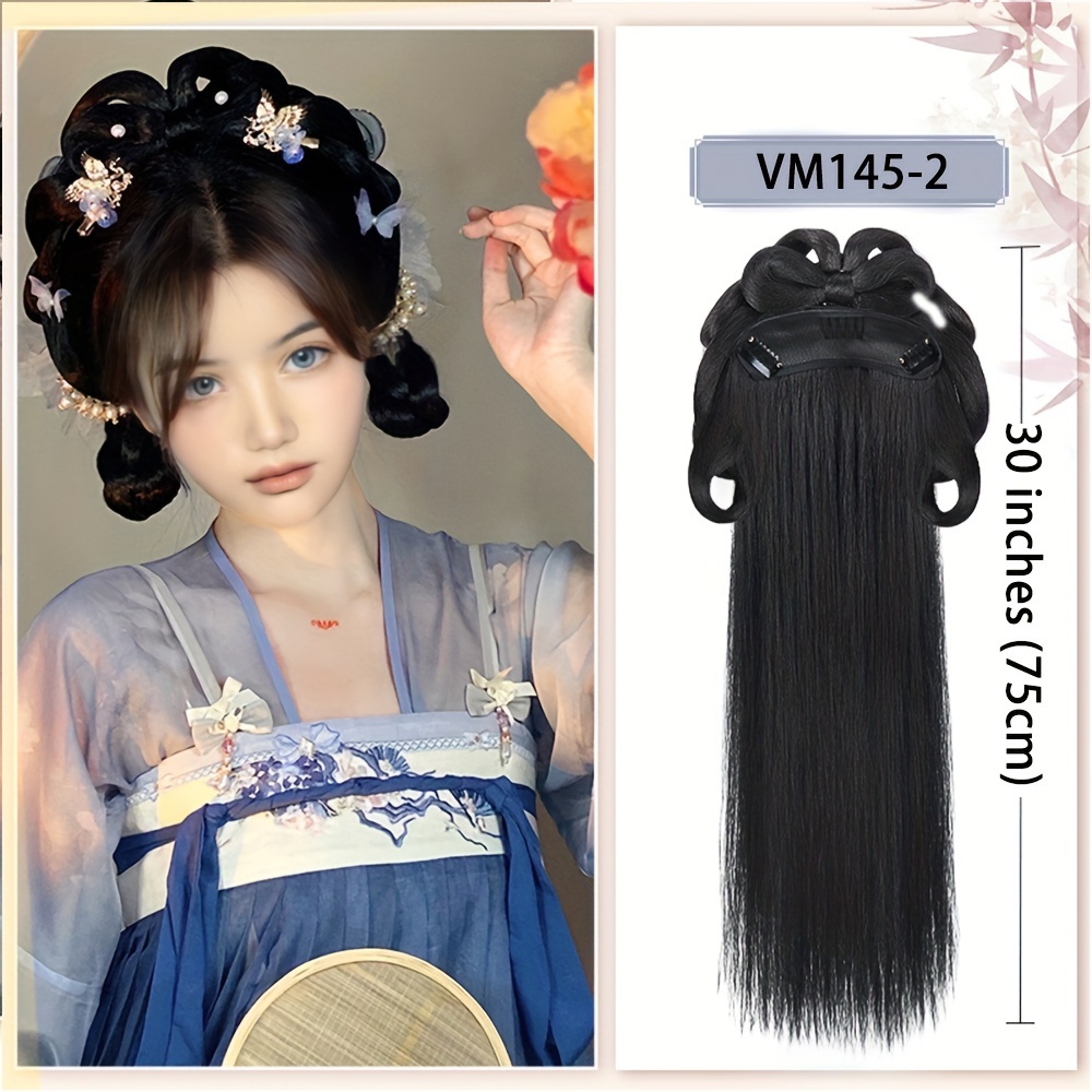 Half Wig Ancient Chinese Style Hair Hoop Wig Synthetic Hair Temu