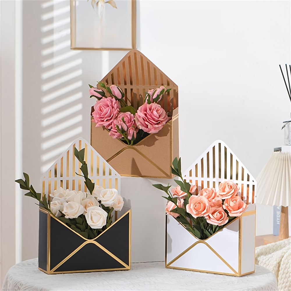 EXCEART 2 Goldene Blumenverpackungsboxen – Elegante Umschläge Für Sträuße, 20x7x29,5 Cm