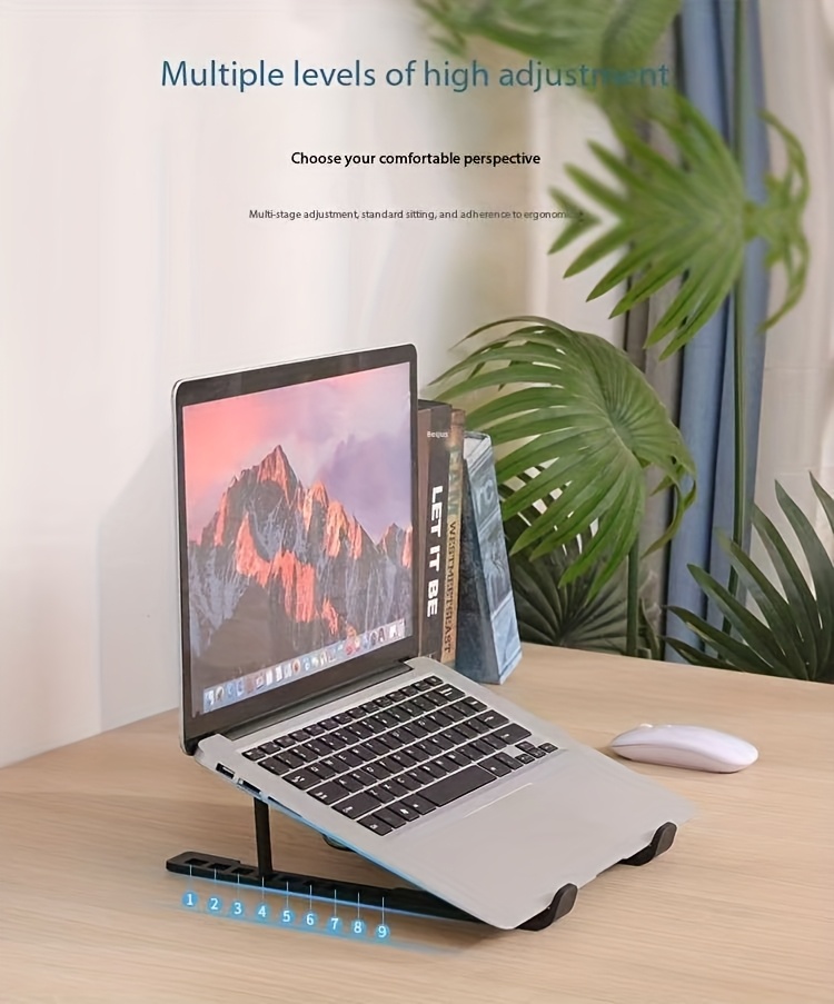 New Adjustable Laptop Cooling Stand, Tablet and Notebook Heat Dissipation Rack with Height Adjustment, Foldable Design, High Wind Power and Low Noise, Suitable for Various Scenarios at Home or Office Portable Display Holder