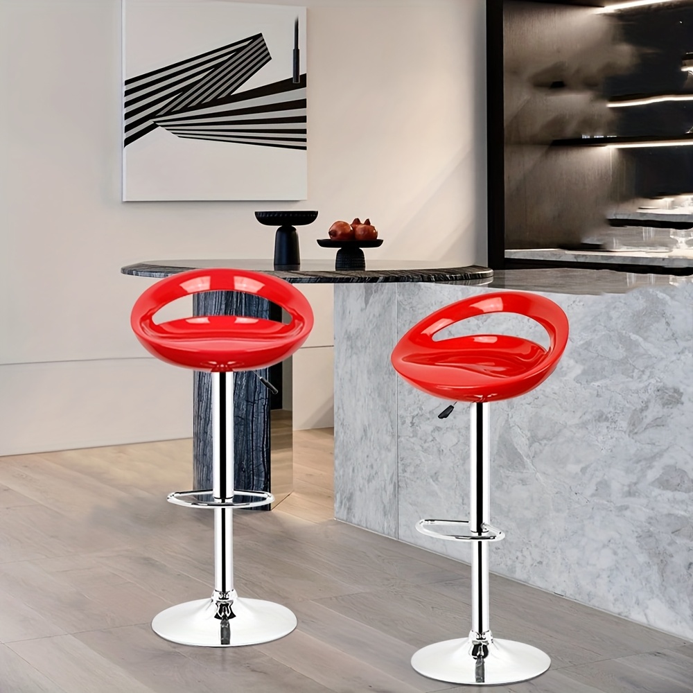Bar Stools Set Of 2, Abs Barstools, Swivel Adjustable Barstools For Kitchen Island, Kitchen Counter Height Bar Chairs, With Rounded Cutout Back And Chrome Base |seat Height 60-80cm| Rot