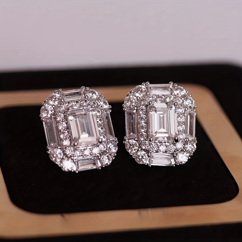 Elegant Zirconia Stud Earrings, Bridal & Anniversary Gift