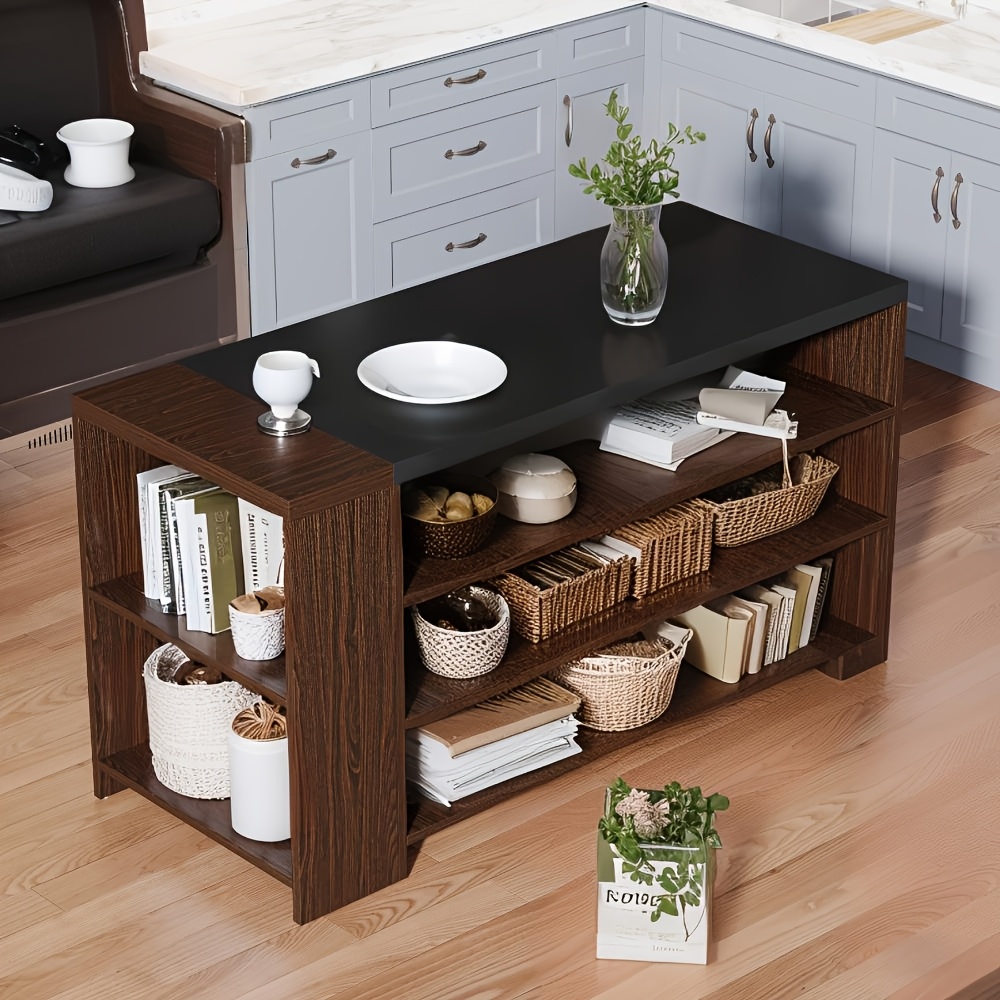 55-Inch Farmhouse Kitchen Island with 5-Tier Storage & Coffee Bar