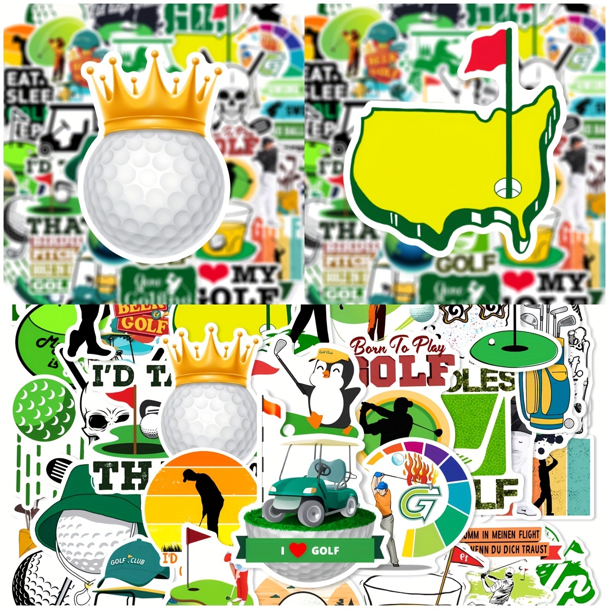 

50pcs Golf Themed Stickers Decal Pack, Vibrant Sport Designs For Diy Customization, Adhesive Labels For Laptops, Phones, Musical Instruments, And Book Decoration