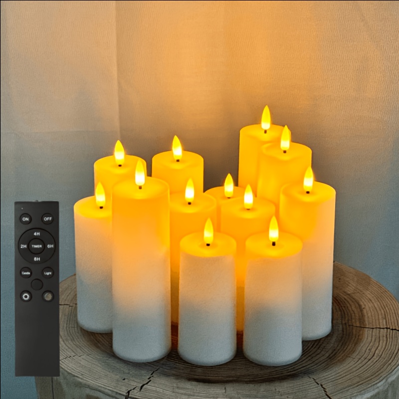 E-shop 12 Stück flammenlose LED-Kerzen mit Fernbedienung Timer, realistisches flackerndes warmes Licht, batteriebetrieben für Zuhause, Tisch, Kamin,