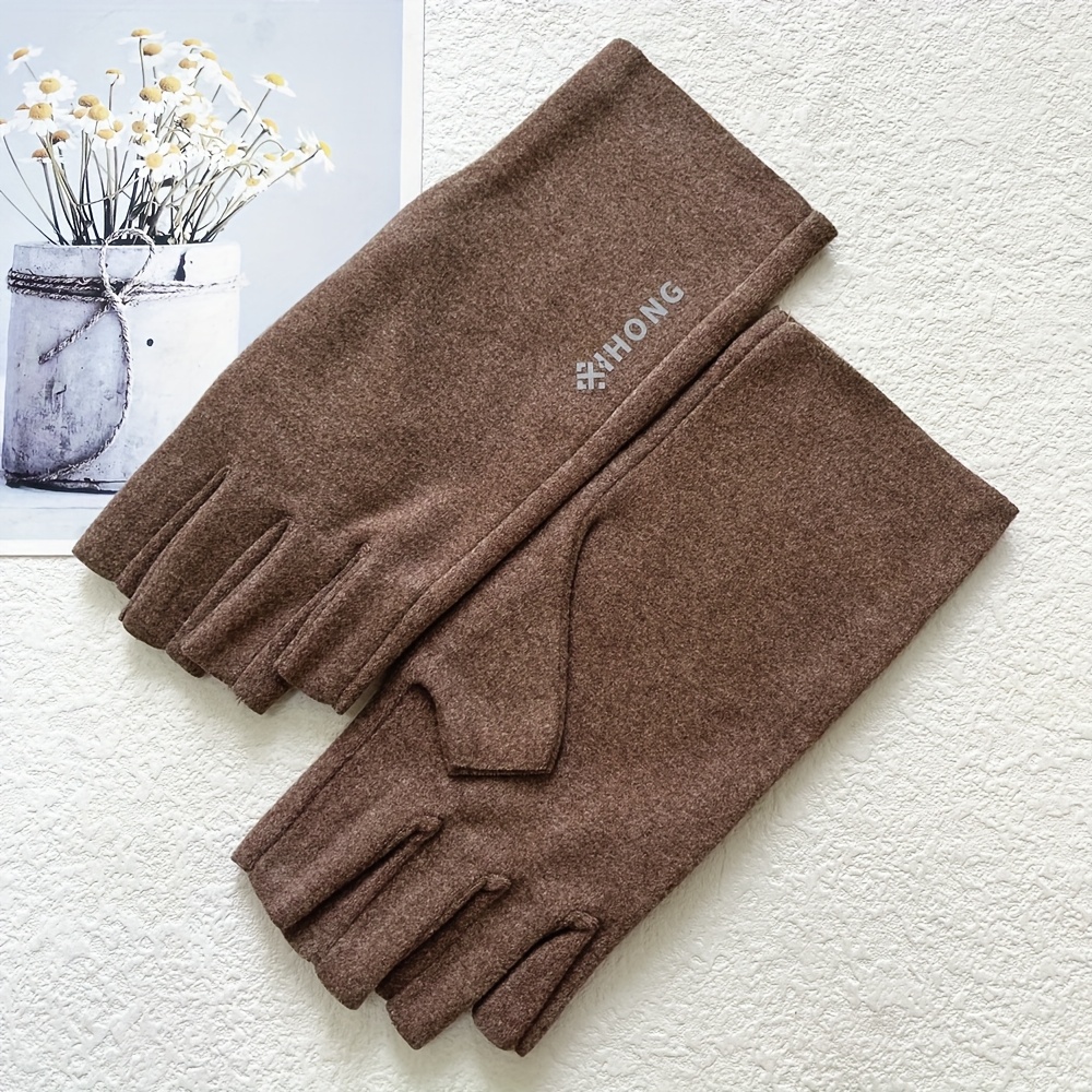 TEMU 1 Paire de Gants Demi-Doigts Élastiques, Fins et Chauds pour Femme, Automne-Hiver, Taille Unique, pour Divers Sports et Usage en Intérieur