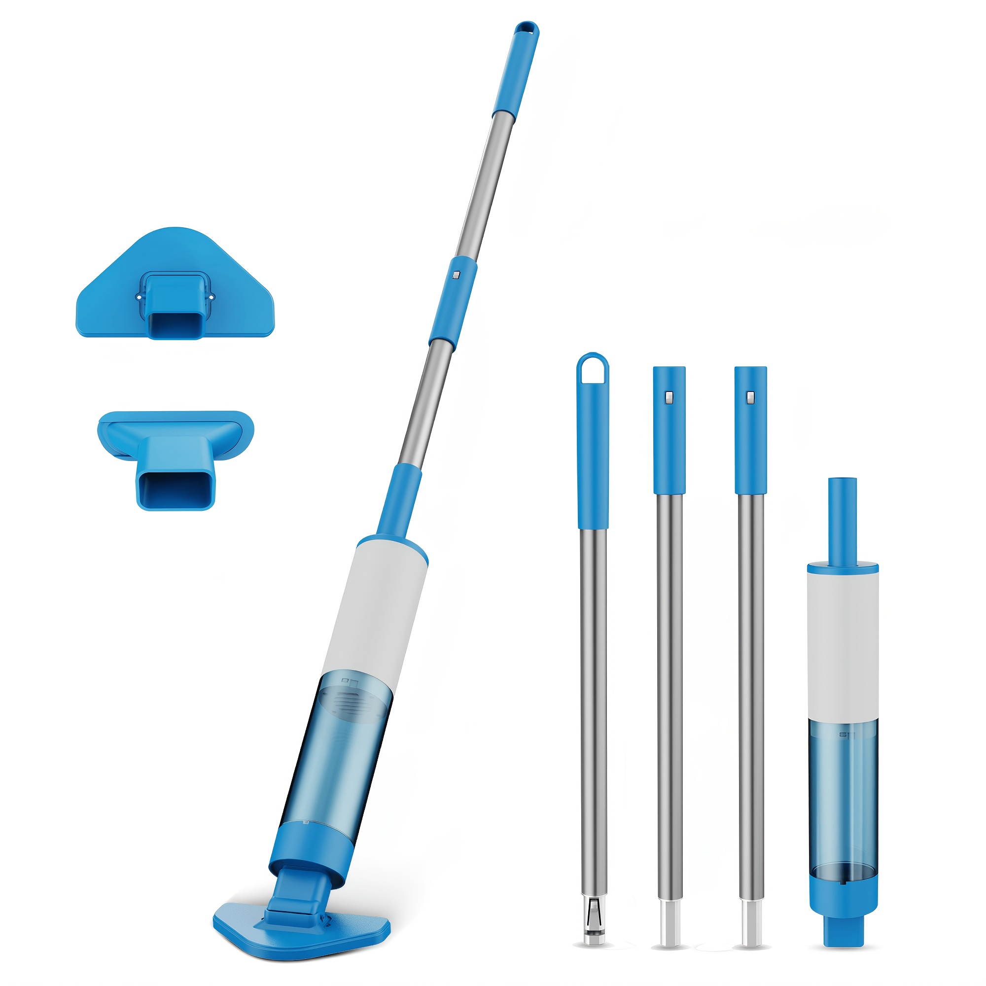 Hold The Pool Suction Cleaner, The Pool Bathtub Vacuum Cleaner, With An Extension Rod And 2 Cleaning Brush Heads. It Can Clean Leaves, Stains, , And Hair. For Summer Pool Cleaning