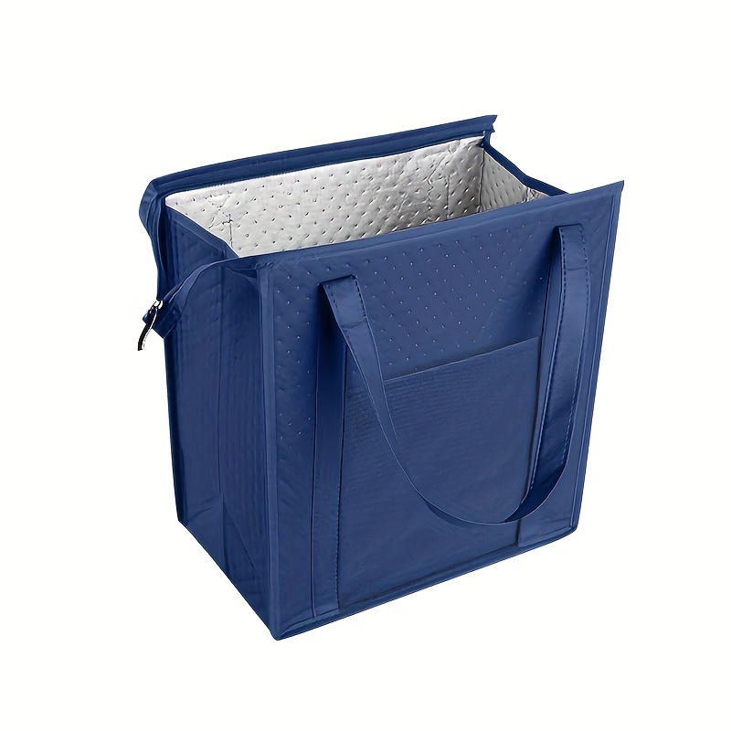 Image of Aluminum Foil Insulation Bag Cooler For Camping Hiking Beach Takeaway, Delivery Bag, For 3-, Multi Purpose Groceries Bag, Refrigerated Bag With Front Pocket, Non Food Contact Pizza Delivery Bag
