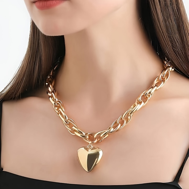 

1 collier pendentif en cuivre élégant pour femmes, chaîne en tissage doré sexy, cadeau de la Saint-Valentin, polyvalent pour les professionnelles et de fête, bijoux toutes