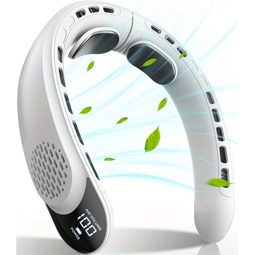 Wearable Neck Fan, Featuring 4 Turbo Settings, Powered by a 4000 Mah Battery, USB Rechargeable, with 3 Speed Options And 360° Airflow, Includes an LED Display, Perfect for Home, Office, Travel, Or As a Gift