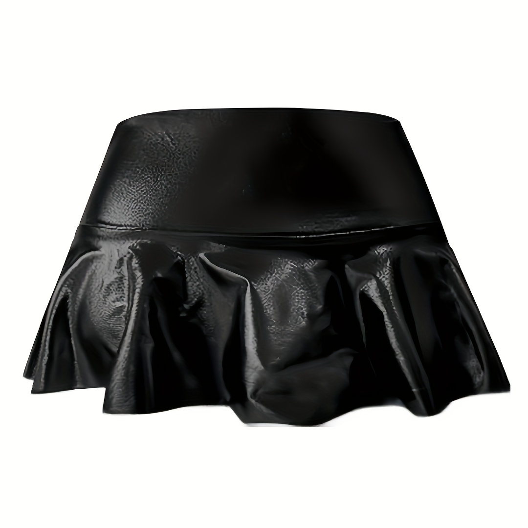【THEAIRTOWN】Glossy Leather Mini Skirt ★ Cool-Girl Sleek Faux Leather Cargo Mini Skirt | Windsor