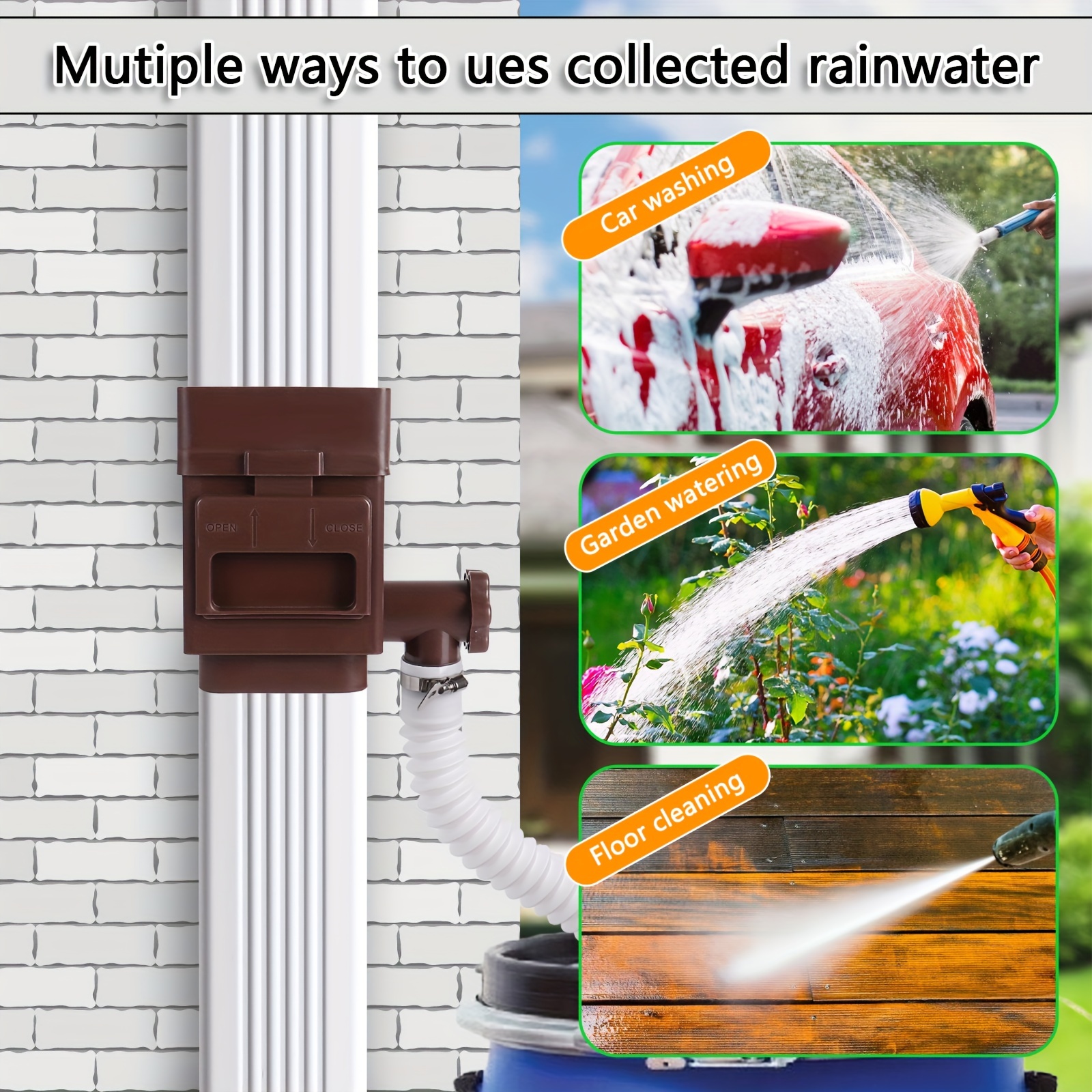 

3rd Gen Rainwater Diverter Kit - Durable Plastic Drain Pipe Accessories For Efficient Water Collection
