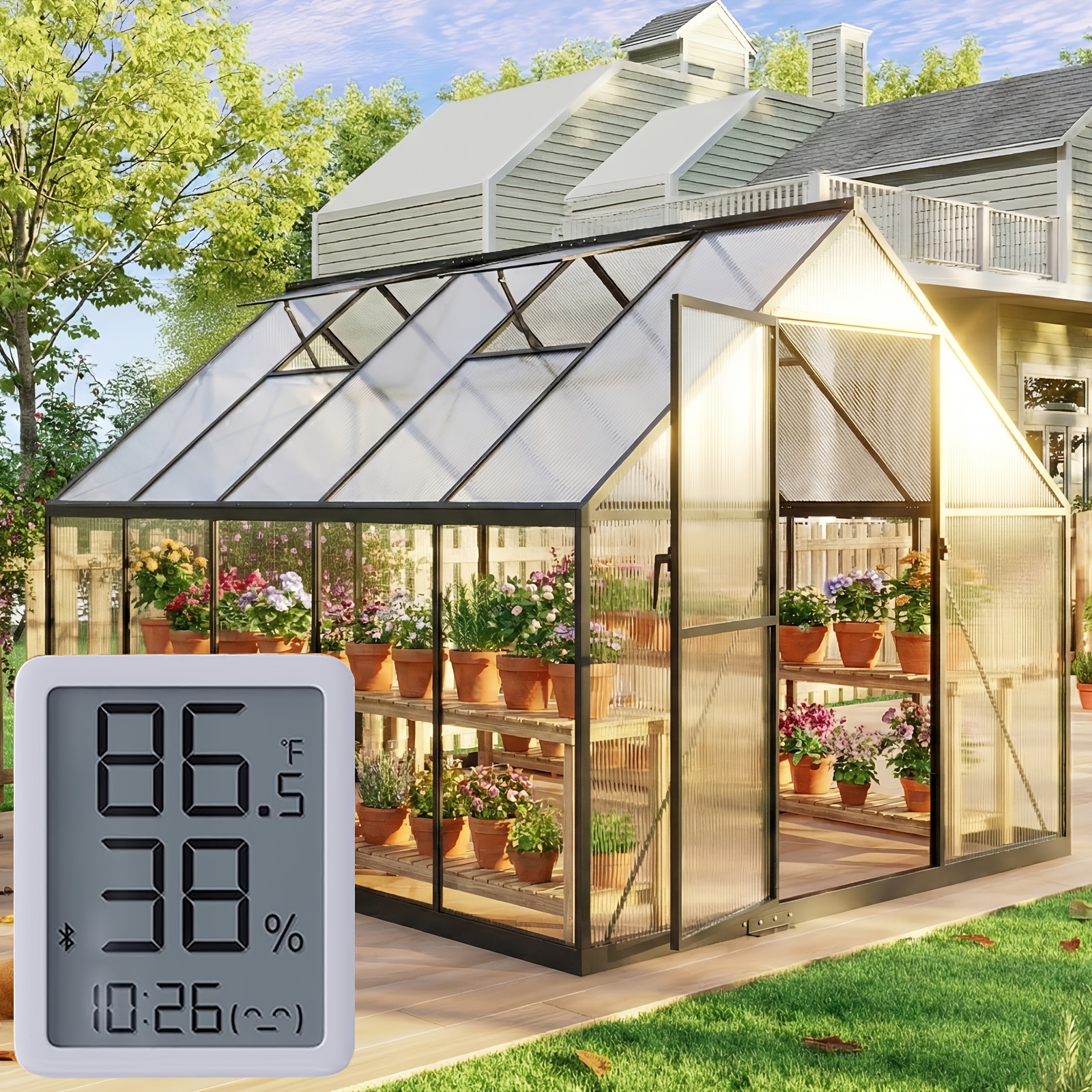 greenhouse for outdoors walk in greenhouse and   planting polycarbonate greenhouse with electronic thermometers withstands   or snow to protect vegetable or plants