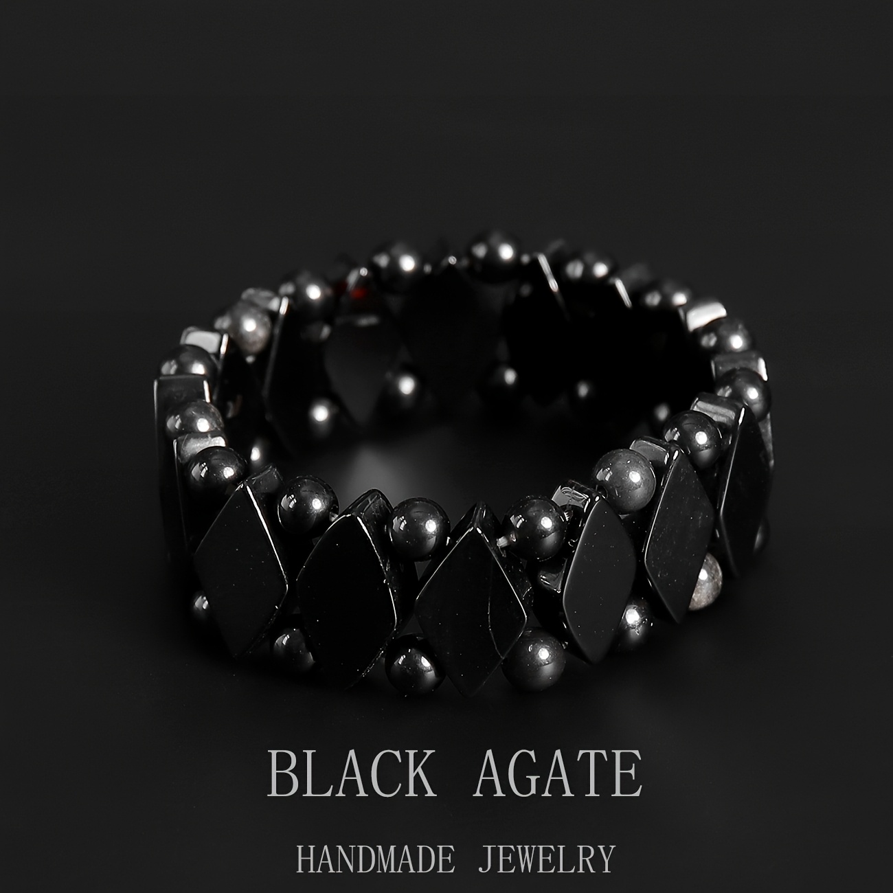 TEMU Men's Black Agate Bracelet - Stylish And Unique, Symbolizing Protection And Wealth. Stone Bracelet Exuding Masculine Charm - For Men. A