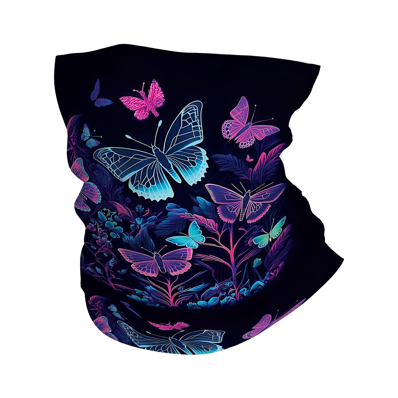 Image of 1. Butterflies 2. Garden 3. Neon Colors Printed Scarf, Multi-functional Mask And Neck Mask, Suitable For Outdoor And Unisex Headscarves, Family Gatherings, Holiday Events, Gifts For