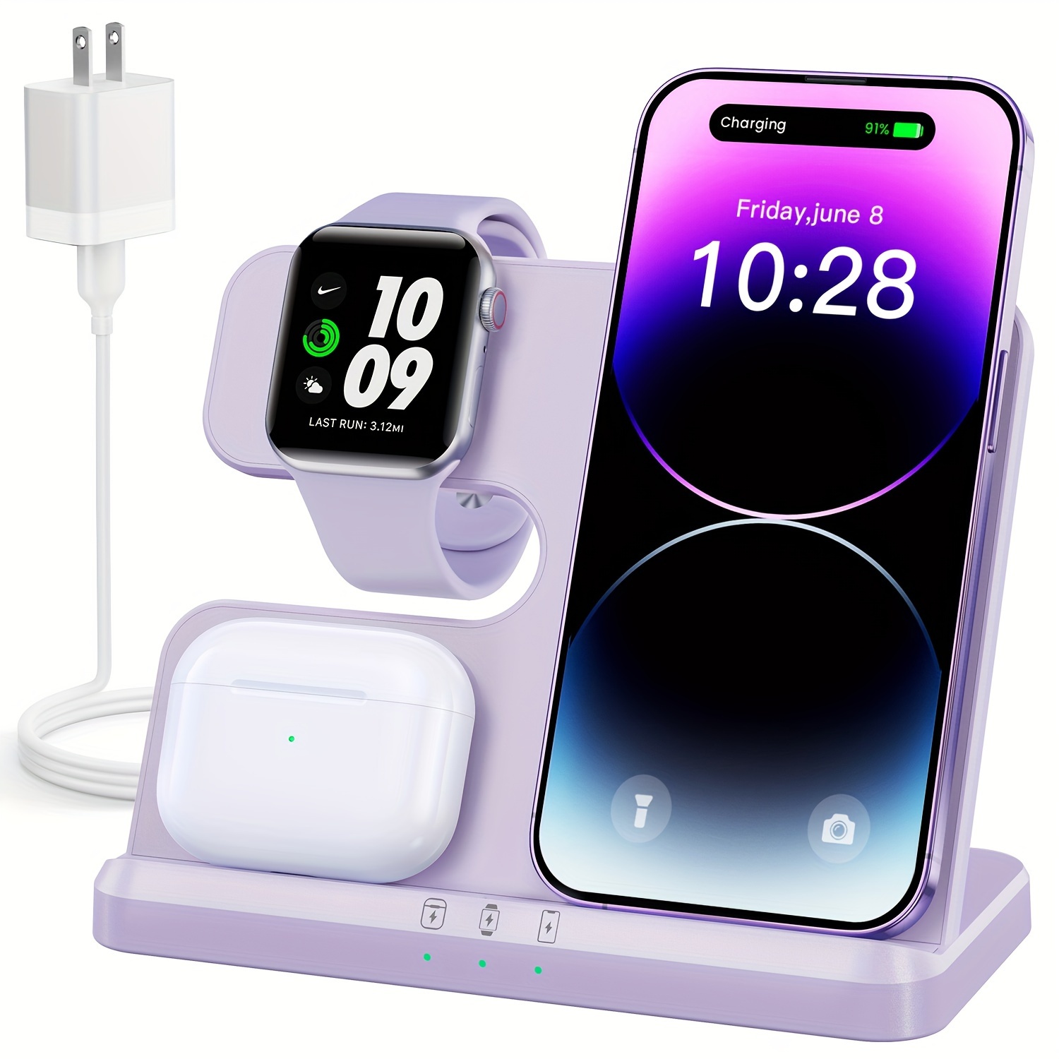 

3 In 1 Charging Station For Watch Charger, Wireless Charger For Iphone 15 14 13 12 11 X 8 Series Wireless Charging Station For Multiple Devices For Airpods 2/3/pro/pro 2
