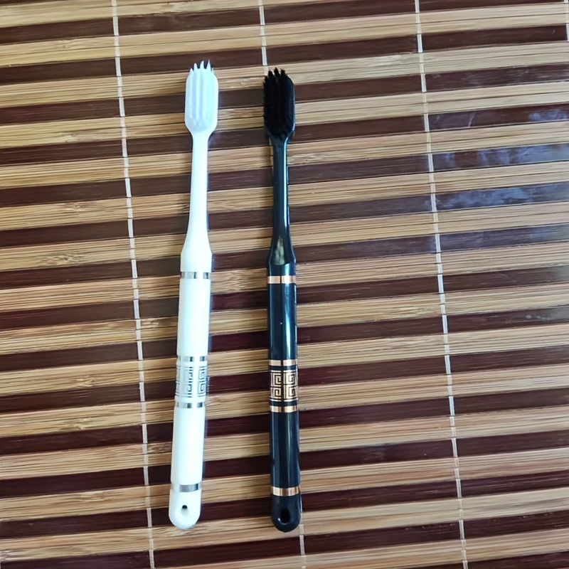 Image of 2pcs Luxury Set High-end Soft Bristle Toothbrushes For Home Use, Deep Cleaning Manual Toothbrushes, Couple's Toothbrushes