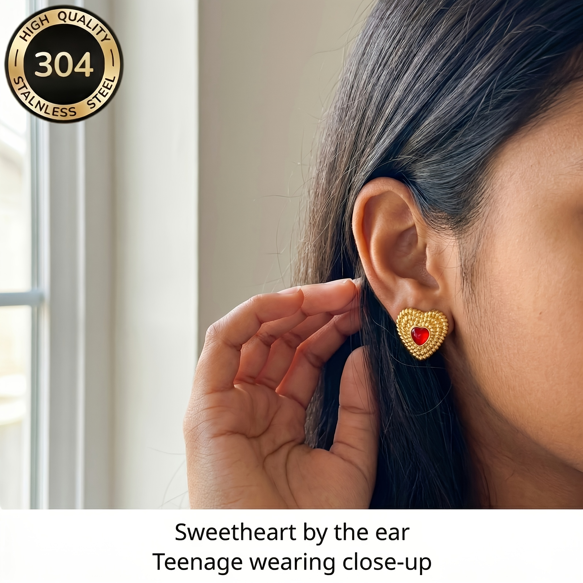 Girls' 18K Plated Stainless Steel Hypoallergenic Earrings