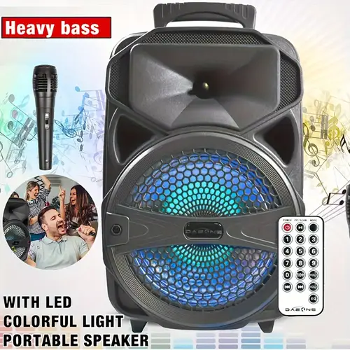 1000w portable wireless pa speaker 8 high quality subwoofer halloween party sounds speaker system with echo support aux usb fm wired microphone audio input built in rechargeable battery speaker with led light wired microphone and remote control