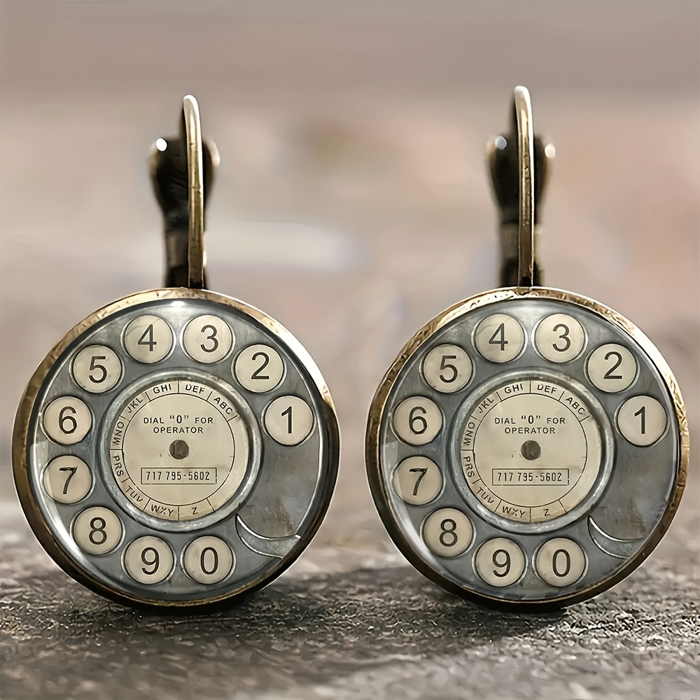 TEMU Alloy Vintage Round Earrings, Retro Rotating Telephone Dial Earrings, Affordable Accessories, Simple And Stylish Design, Versatile Everyday