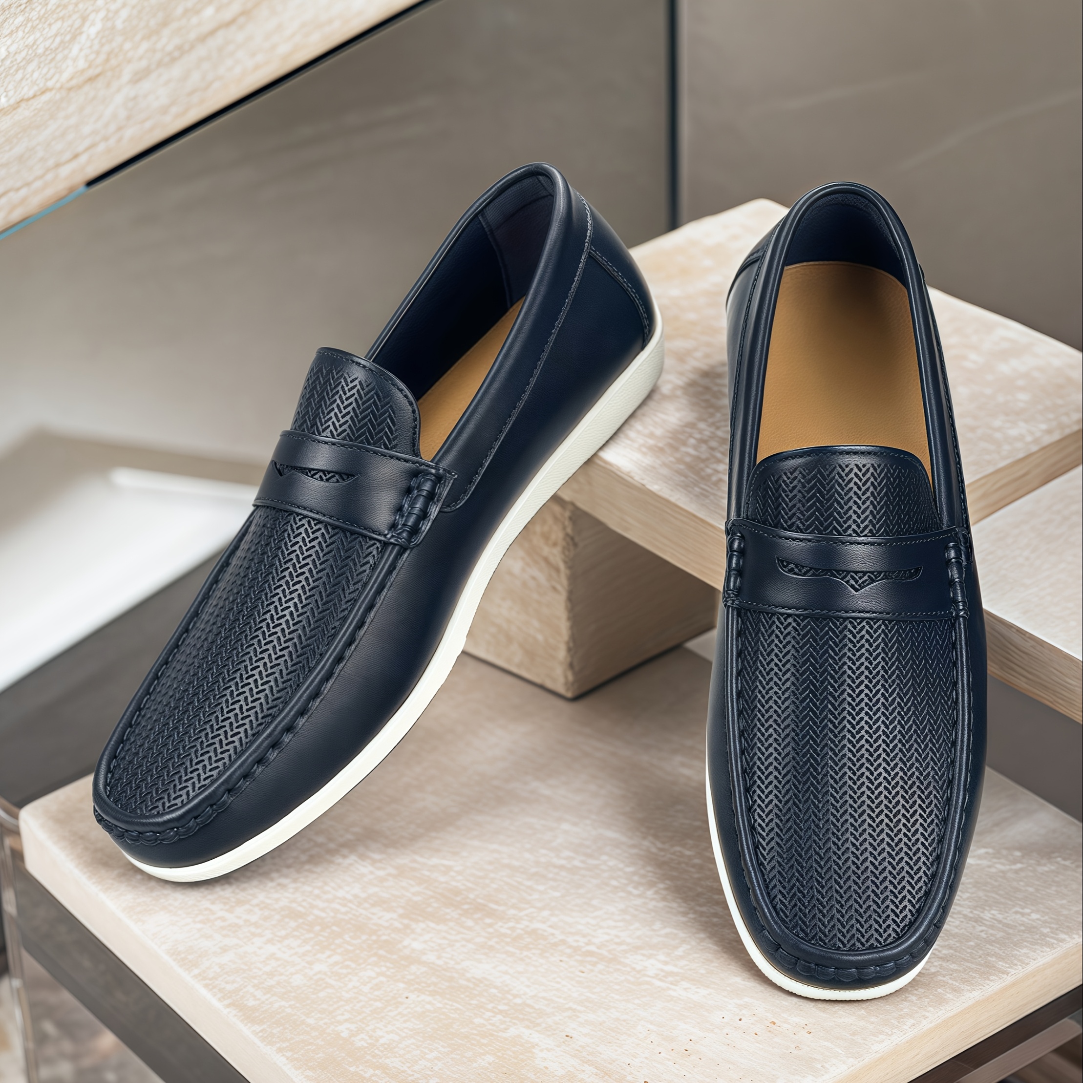 mens slip loafers casual stylish breathable mesh detailing  display picture 1