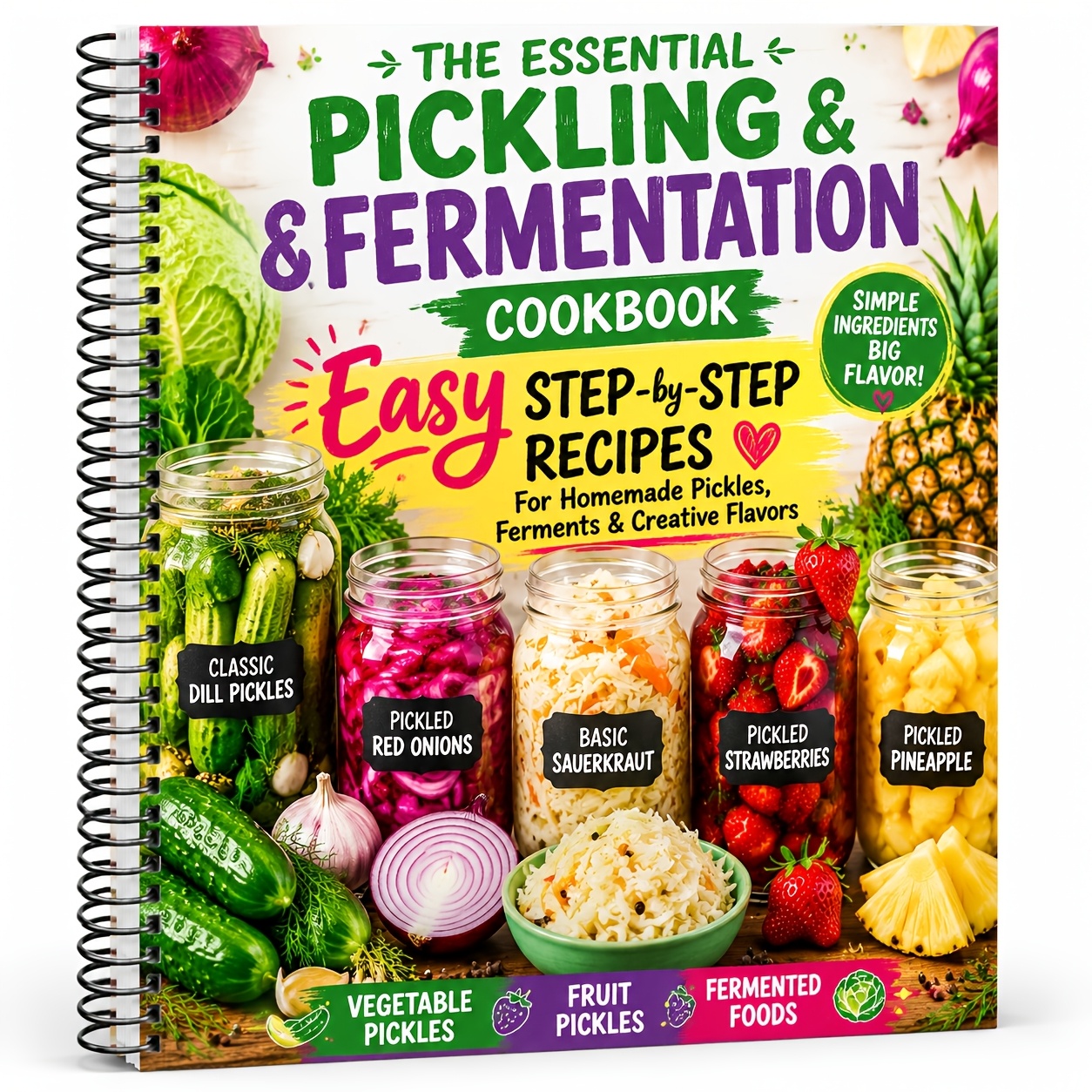 TEMU The Essential Pickling & Fermentation Cookbook, Easy Homemade Pickles & Fermented Food Recipes, Step By Step Guide For Vegetable Pickles, Fruit
