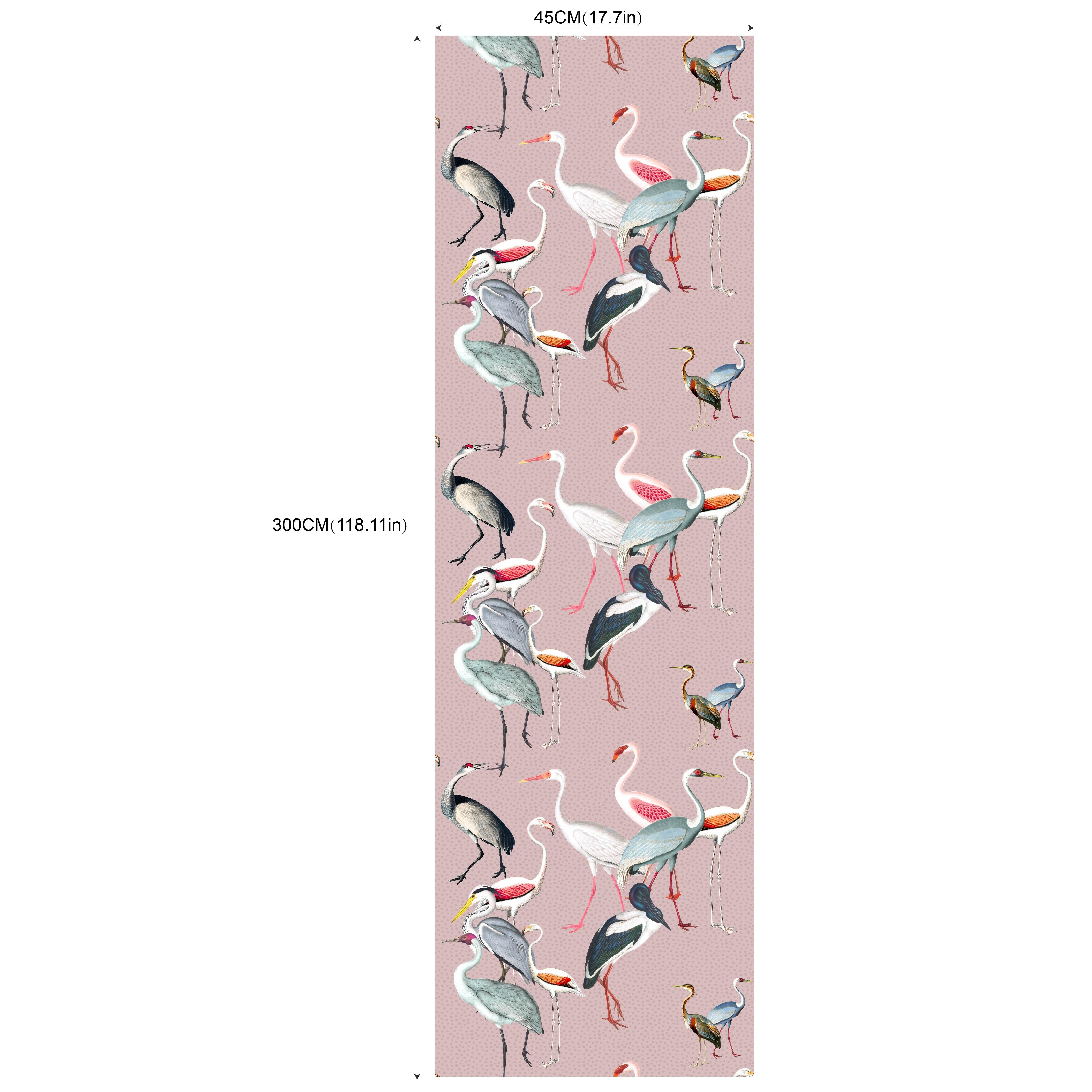 TEMU Papel Pintado Adhesivo Elegante y Lujoso de Pájaros, Mural de Vinilo Impermeable y Removible, Diseño de Flamenco, de Pared para Decoración del