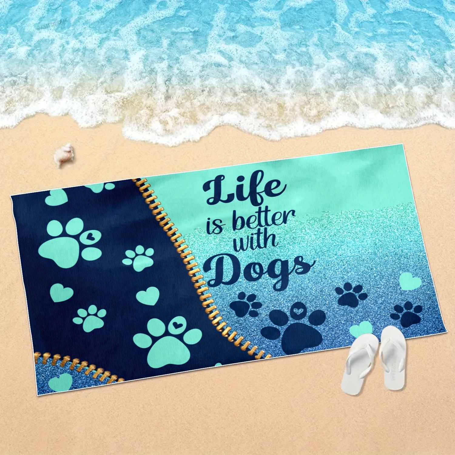 

Love Dog Day Print Soft Comfortable Lightweight Sand-proof Beach Towel - Sweat Absorbent & Quick Drying - Perfect For Outdoor Beach Travel Swimming Gym Yoga