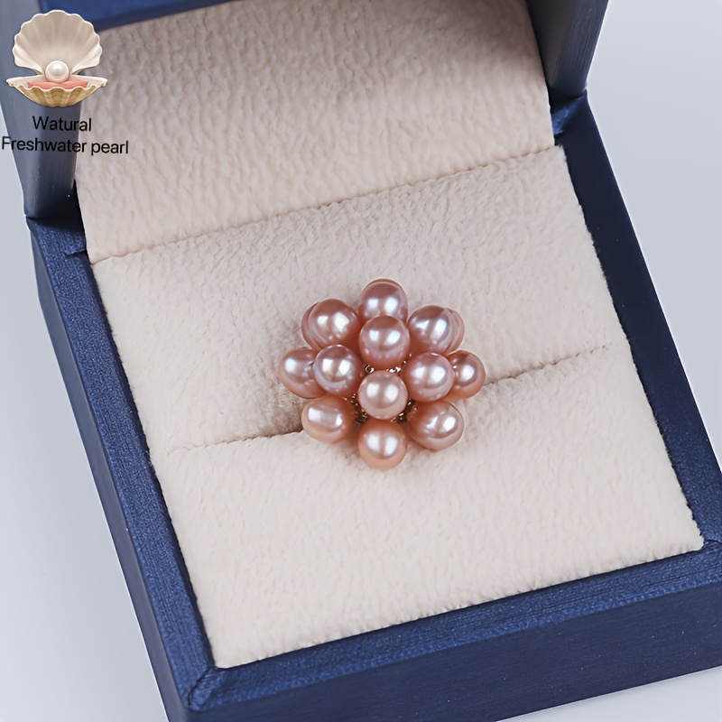 [קסם רומנטי] טבעת פרח פניני מים מתוקים אלגנטית בעבודת יד - עיצוב ייחודיות בהשראתן לעיצוב עם איים האהבה ואלגנטיות יומיומית