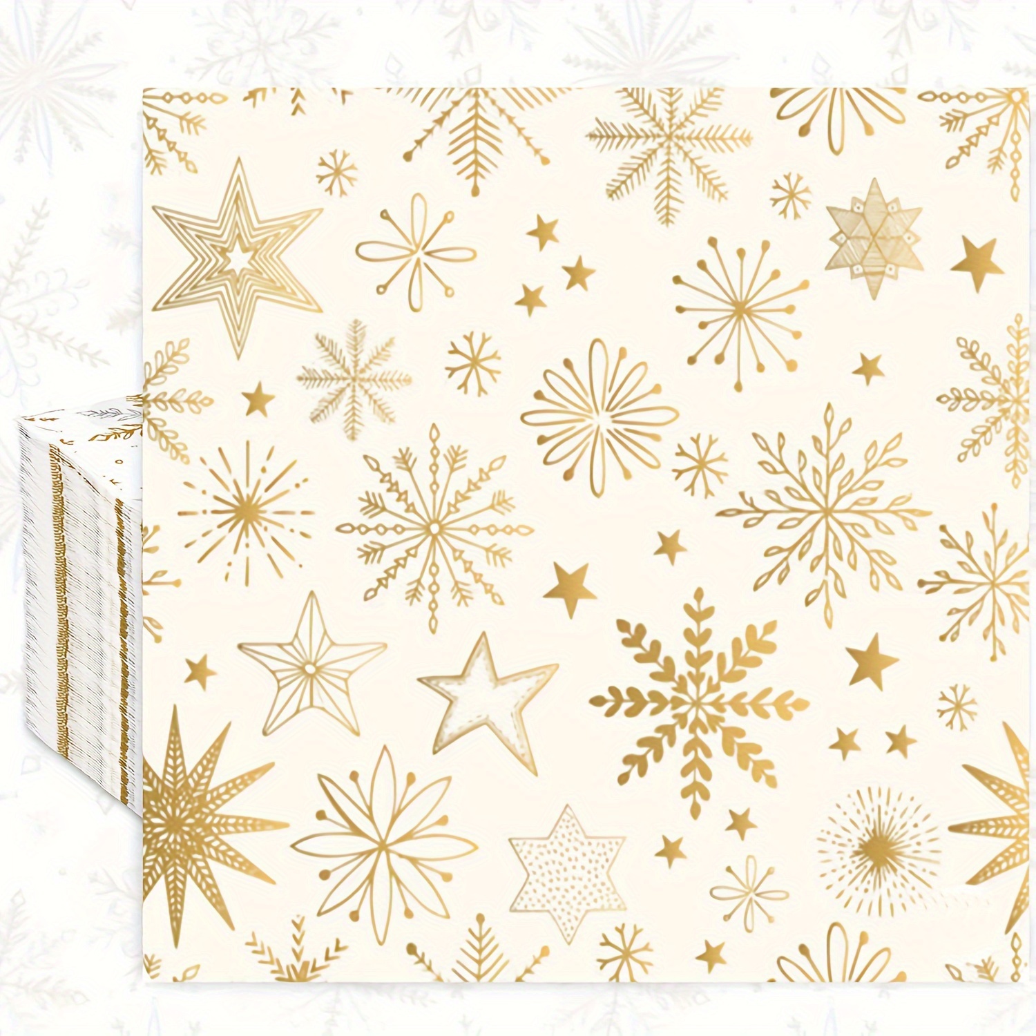 TEMU 16-pack Snowflake Napkins - White Paper Napkins For Christmas Guests, Disposable Table Napkins For Winter Wonderland Party Decor