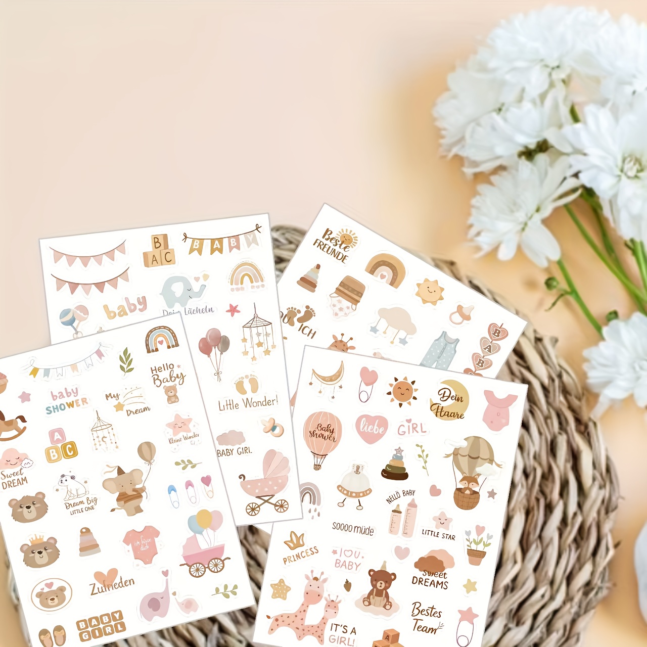 Baptism & Growth Stickers Set with 110+ English/German Record Stickers