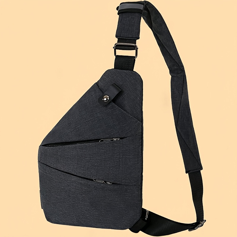 

1pc Men' Chest Bag, Casual Nylon Sling Crossbody With Zipper Closure, Tassel Detail, Non-printed, For Daily - Shoulder Pack