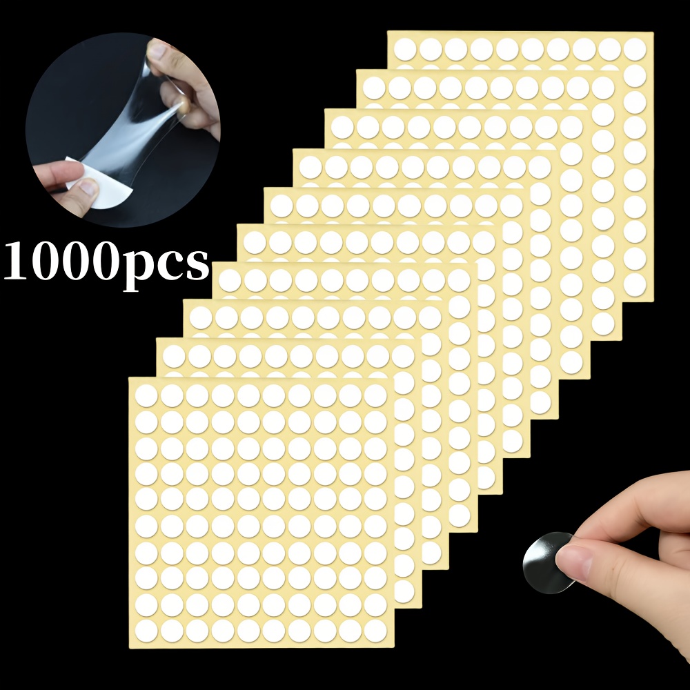 E-shop 1000 Stück/1 Set Transparente Doppelseitige Klebepunkte, 10 mm/0,39" Abnehmbare Klarsichtaufkleber, Ideal für Wandsticker, Poster und