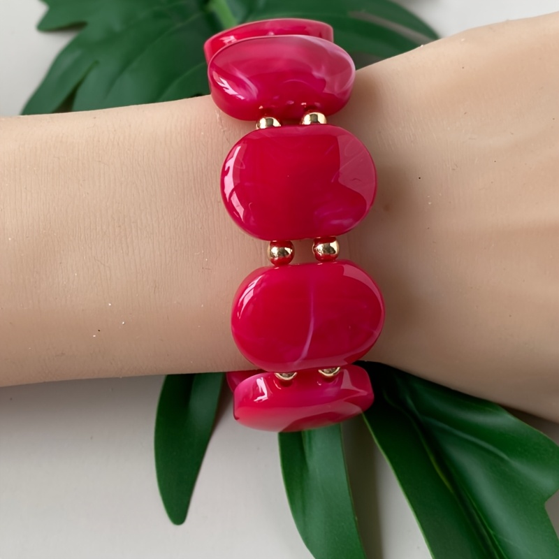 Colorful Ombre Resin Bead Bracelet, Geometric Bangle